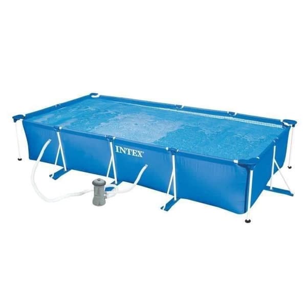INTEX Tubular Above Ground Pool Kit - Metallram - 450 x 220 x 84 cm - Rektangulär (levereras med pump) - 28274FR