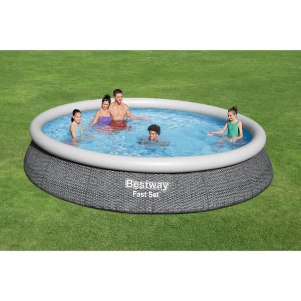 BESTWAY självbärande poolkit ovanjord - Fast Set™ - 457 x 84 cm - Rund (Levereras med pump och filtreringspatron)