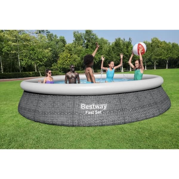 BESTWAY självbärande poolkit ovanjord - Fast Set™ - 457 x 84 cm - Rund (Levereras med pump och filtreringspatron)