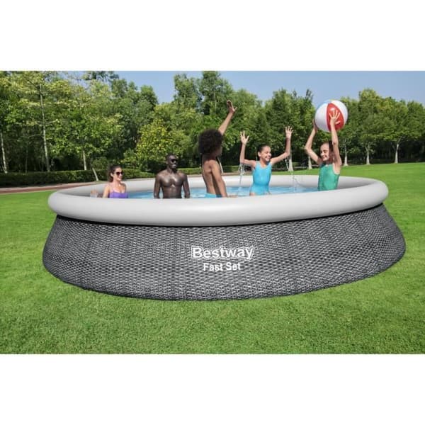 BESTWAY självbärande poolkit ovanjord - Fast Set™ - 457 x 84 cm - Rund (Levereras med pump och filtreringspatron)