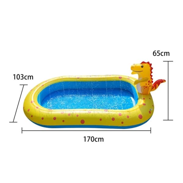 Oppustelig Dinosaur Sprinkler Pool, Rummelig 170 cm Størrelse, Holdbar 0,4 mm PVC,Gul 1