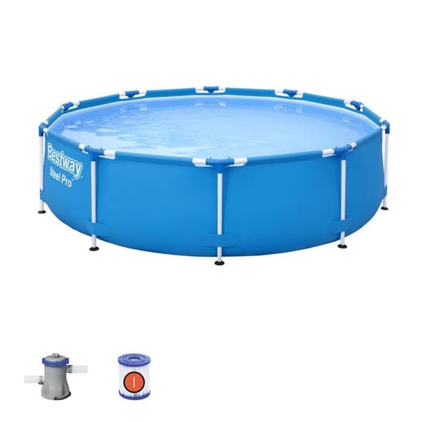 Steel Pro fristående pool 305x76 cm - Bestway - Uppblåsbar - Patronfilter - Kapacitet 4 678 liter