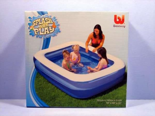 Bestway 54005, Oppblåsbart basseng, 450 l, 6 år, Vinyl, Blå, Hvit