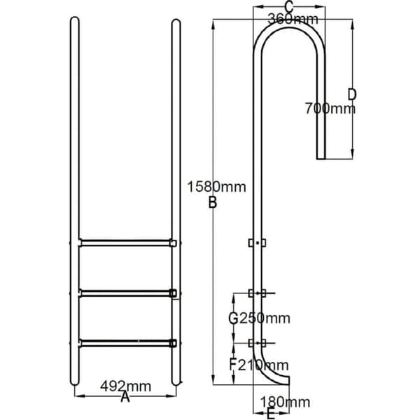 vidaXL Bassengstige 3 trinn rustfritt stål 304 120 cm