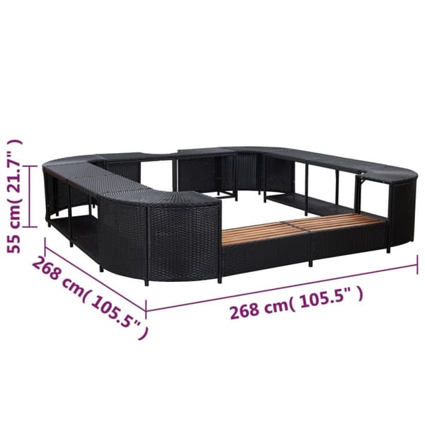 vidaXL Fyrkantig poolkant svart 268 x 268 x 55 cm konstrotting