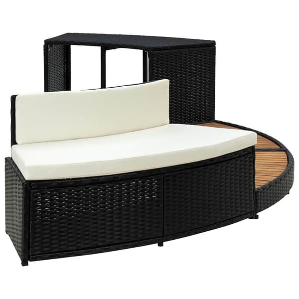 vidaXL omkrans til spa polyrattan og akacietræ sort