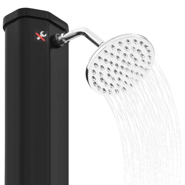 vidaXL solopvarmet udendørsbruser med brusehoved og hane 35 l sort