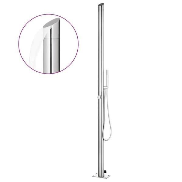 vidaXL Trädgårdsdusch med grått golv 225 cm rostfritt stål