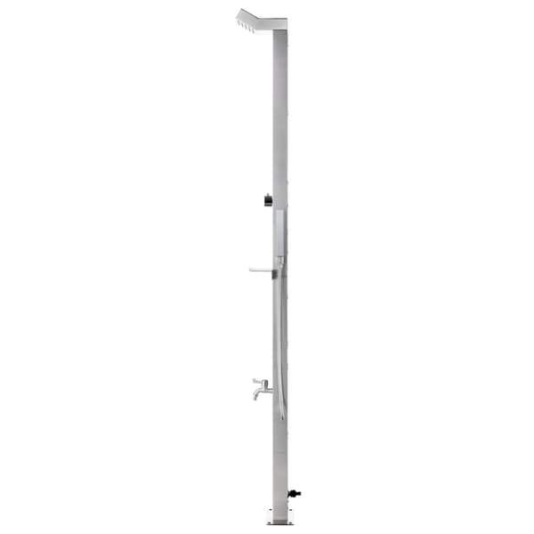 vidaXL Trädgårdsdusch med grått golv 225 cm rostfritt stål