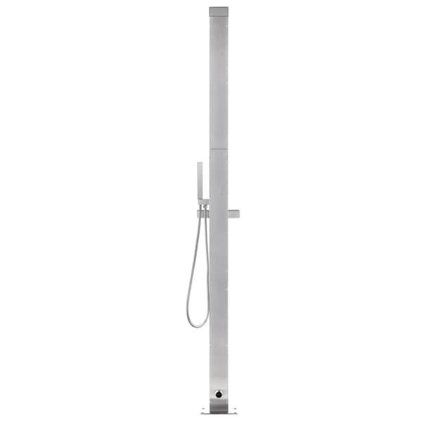 vidaXL Trädgårdsdusch med grått golv 225 cm rostfritt stål