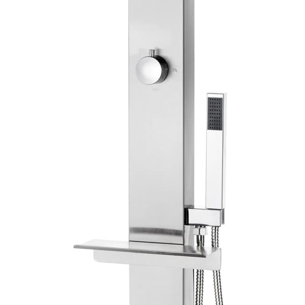 vidaXL Trädgårdsdusch med grått golv 225 cm rostfritt stål