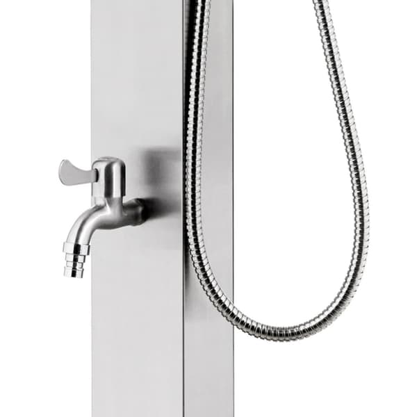 vidaXL Trädgårdsdusch med grått golv 225 cm rostfritt stål