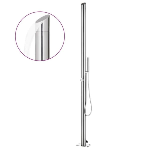 vidaXL Trädgårdsdusch med grått golv 225 cm rostfritt stål
