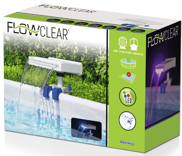 Flowclear Lugnande LED-vattenfall till Pool
