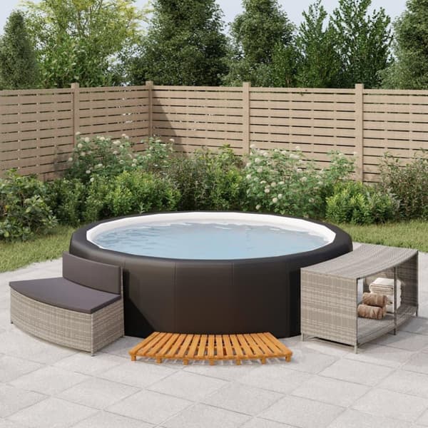 vidaXL spakant polyrattan og massivt akacietræ grå