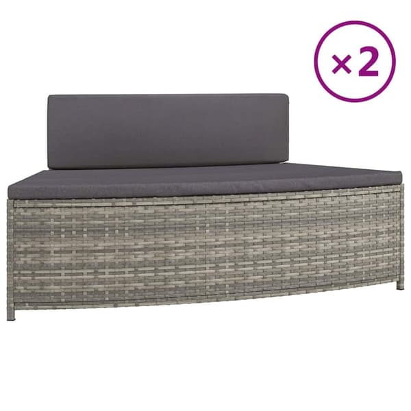 vidaXL spabænke med hynder 2 stk. polyrattan grå