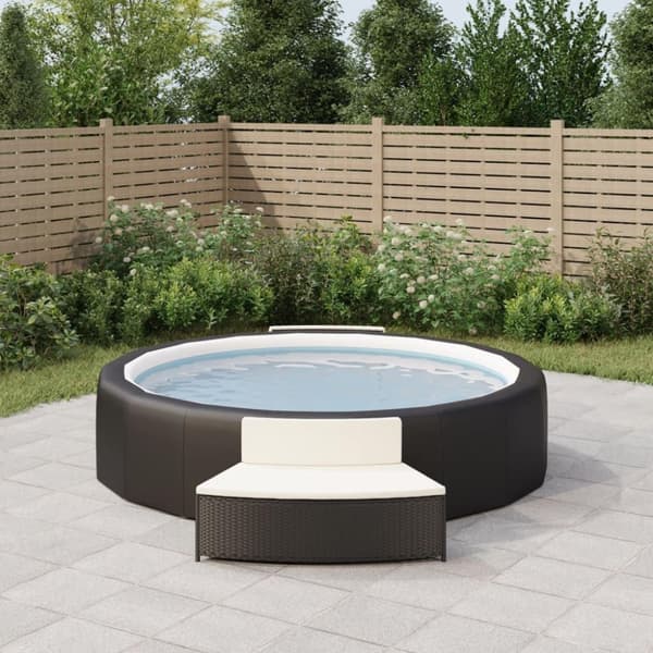 vidaXL spabænke med hynder 2 stk. polyrattan sort