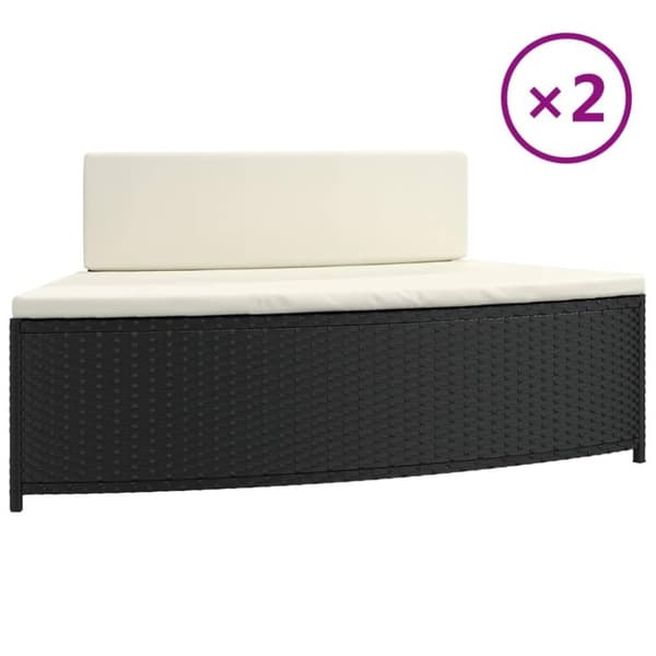 vidaXL spabænke med hynder 2 stk. polyrattan sort