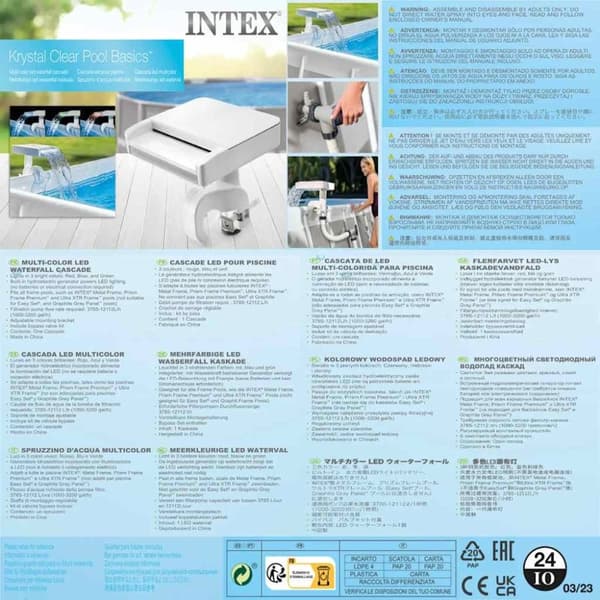 INTEX Fossefall til basseng LED flerfarget 28090