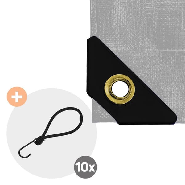 Presenning med øjer 3x6 m 650 g/m² med 10 elastiske stropper Grå PVC