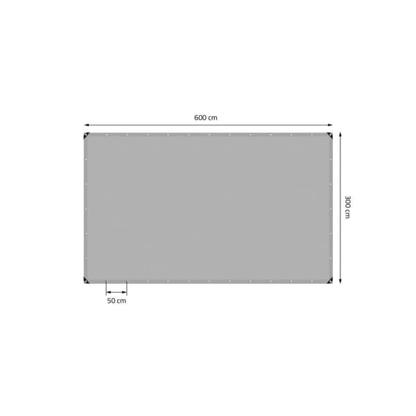Presenning med øjer 3x6 m 650 g/m² med 10 elastiske stropper Grå PVC