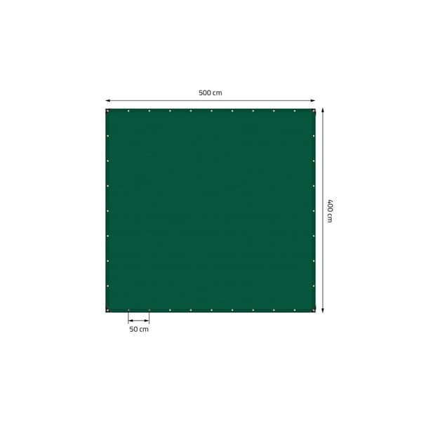 Presenning med øjer 4x5 m 650 g/m² med 10 elastiske stropper Grøn af PVC