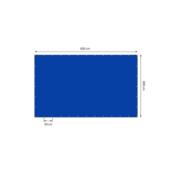 Silmukoilla varustettu pressu 3x6 m 650 g/m² 650 g/m², 10 kuminauhaa Sininen PVC