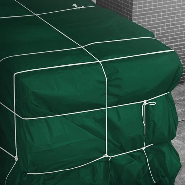 Presenning med øjer 3x4 m 650 g/m² med 10 elastiske stropper Grøn af PVC