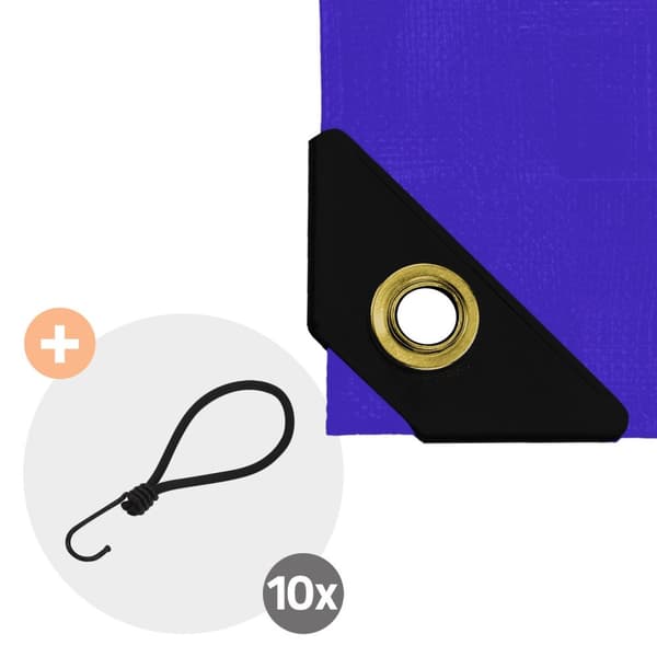 Presenning med öljetter 5x9 m 650 g/m² med 10 elastiska band Blå PVC