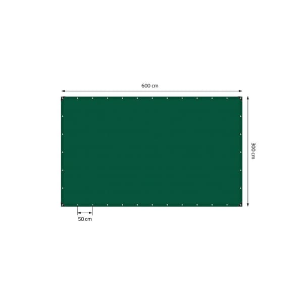 Silmukoilla varustettu pressu 3x6 m 650 g/m² 650 g/m², 10 kuminauhaa Vihreä PVC:stä valmistettu
