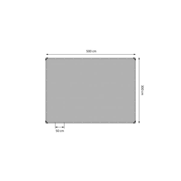 Presenning med øjer 3x5 m 650 g/m² med 10 elastiske stropper Grå PVC
