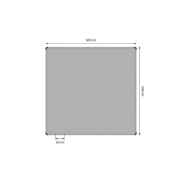 Presenning med øjer 4x5 m 650 g/m² med 10 elastiske stropper Grå PVC