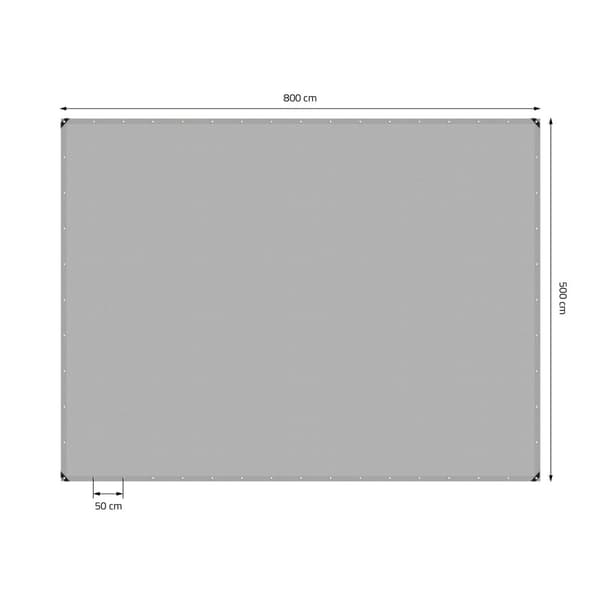 Silmukoilla varustettu pressu 5x8 m 650 g/m² 650 g/m², 10 kuminauhaa Harmaa PVC