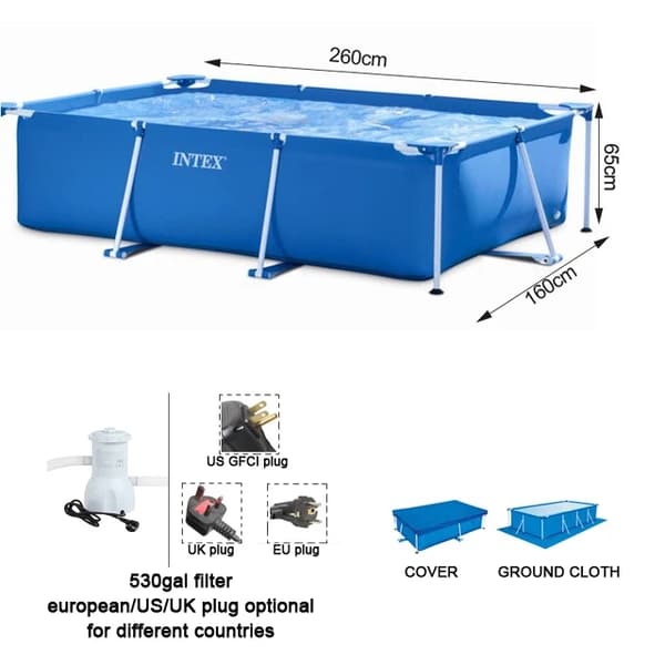 Simbassängsrörställ, Metallram, Stor Konsol, 260cm poolset F