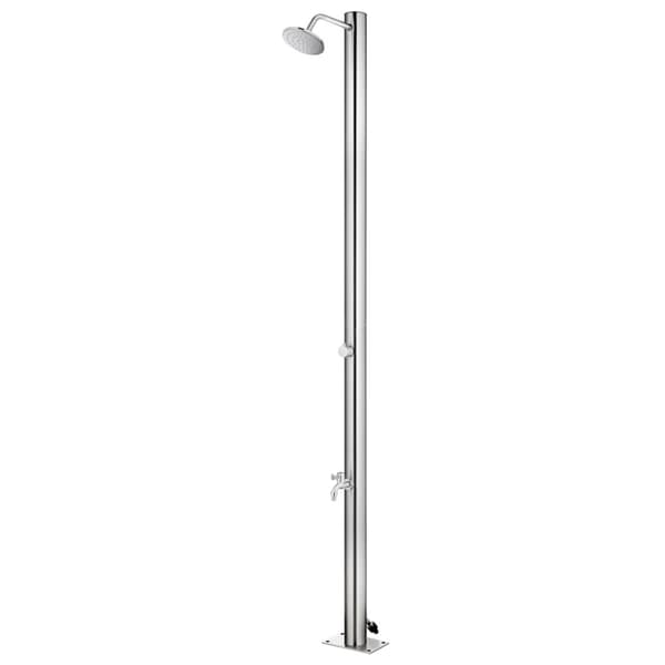 vidaXL Trädgårdsdusch med grått golv 220 cm rostfritt stål -  Pool- & spatillbehör
