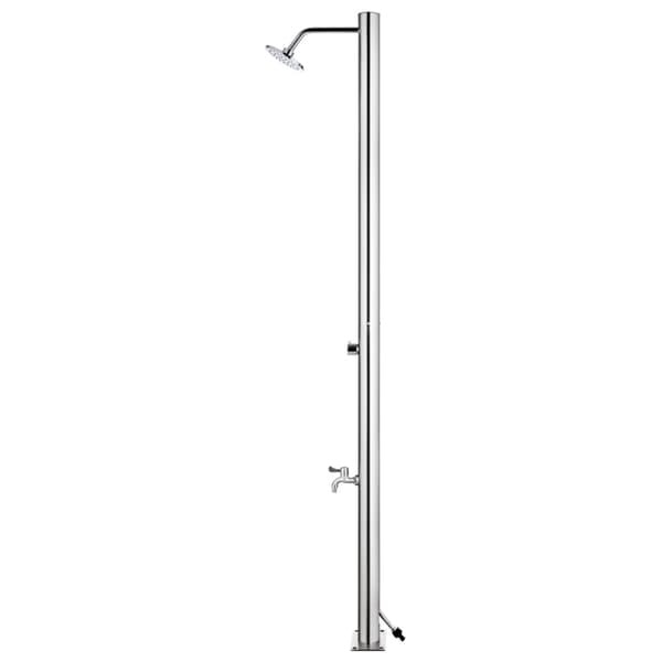vidaXL Trädgårdsdusch med grått golv 220 cm rostfritt stål -  Pool- & spatillbehör
