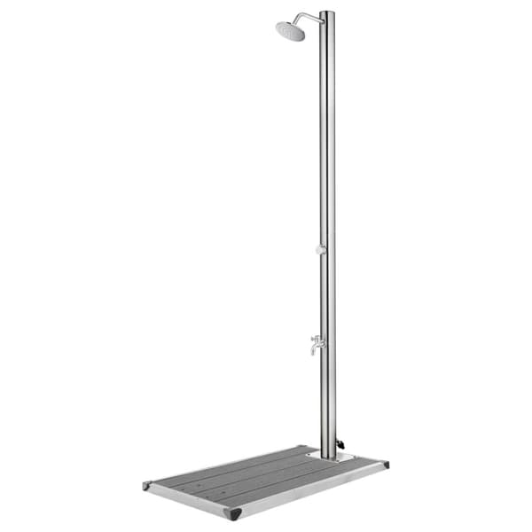 vidaXL Trädgårdsdusch med grått golv 220 cm rostfritt stål -  Pool- & spatillbehör
