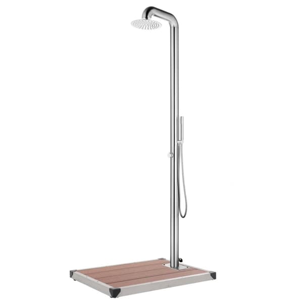 vidaXL Trädgårdsdusch med brunt golv 230 cm rostfritt stål - Pool- & spatillbehör