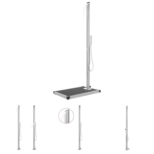 The Living Store havebruser med grå bund 225 cm rustfrit stål - Pool & spa – tilbehør