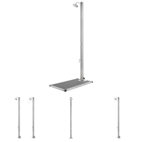 The Living Store havebruser med grå bund 220 cm rustfrit stål -  Pool & spa – tilbehør