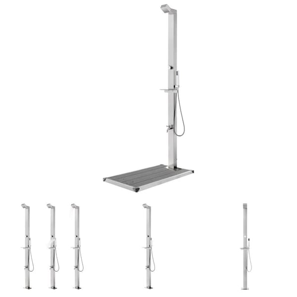 The Living Store havebruser med grå bund 225 cm rustfrit stål -  Pool & spa – tilbehør