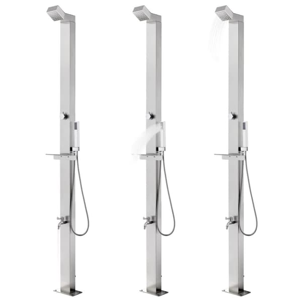 The Living Store havebruser med grå bund 225 cm rustfrit stål -  Pool & spa – tilbehør