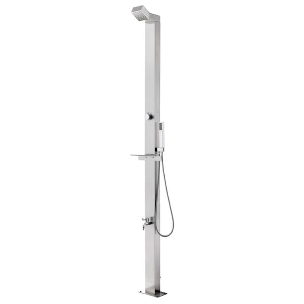 The Living Store havebruser med grå bund 225 cm rustfrit stål -  Pool & spa – tilbehør