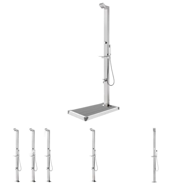 The Living Store havebruser med grå bund 225 cm rustfrit stål -  Pool & spa – tilbehør