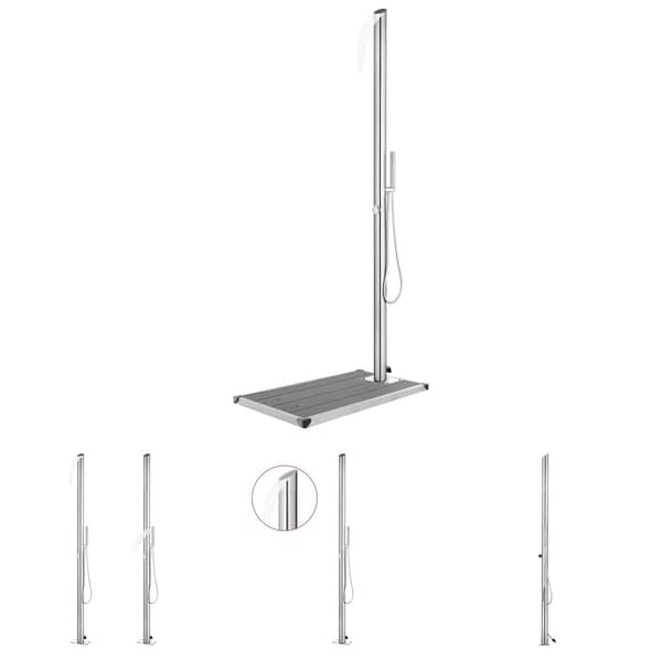 The Living Store havebruser med grå bund 225 cm rustfrit stål - Pool & spa – tilbehør