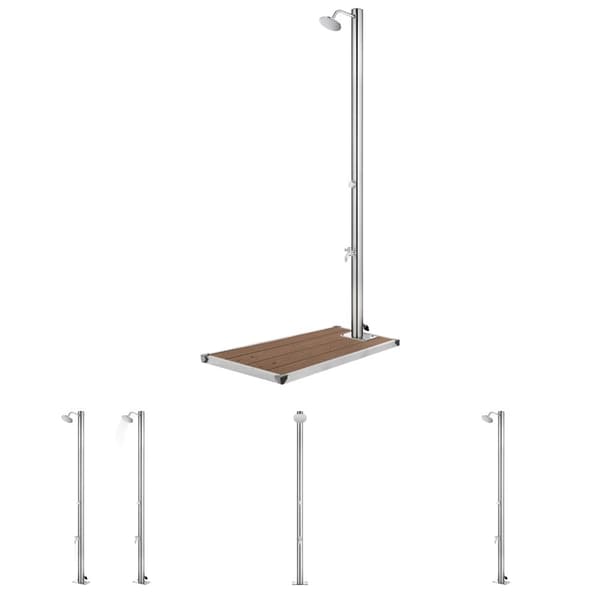 The Living Store havebruser med brun bund 220 cm rustfrit stål -  Pool & spa – tilbehør
