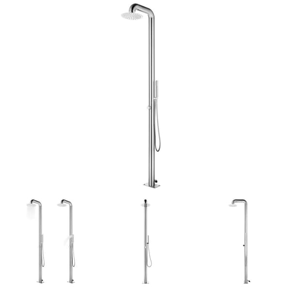 The Living Store Utedusch 225 cm rostfritt stål -  Pool- & spatillbehör