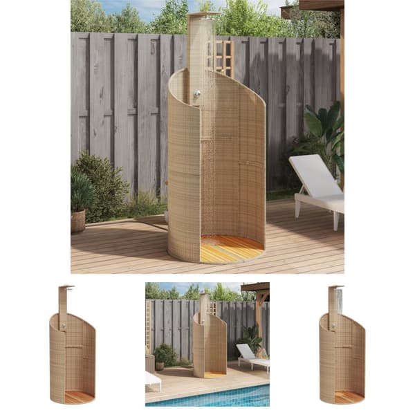 The Living Store havebruser 100x100x241,5 cm polyrattan og akacietræ beige -  Pool & spa – tilbehør