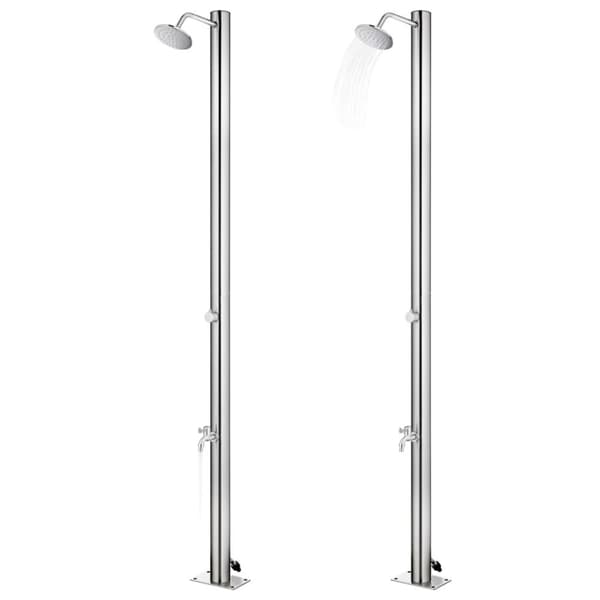 Pool- & spatillbehör - Living Trädgårdsdusch med brunt golv 225 cm rostfritt stål