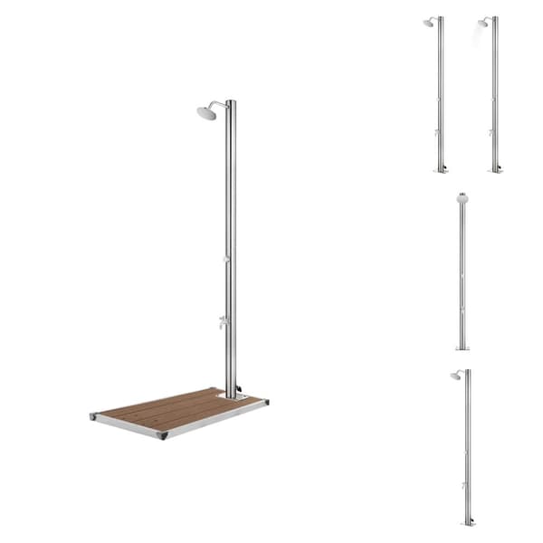 Pool- & spatillbehör - Living Trädgårdsdusch med brunt golv 225 cm rostfritt stål